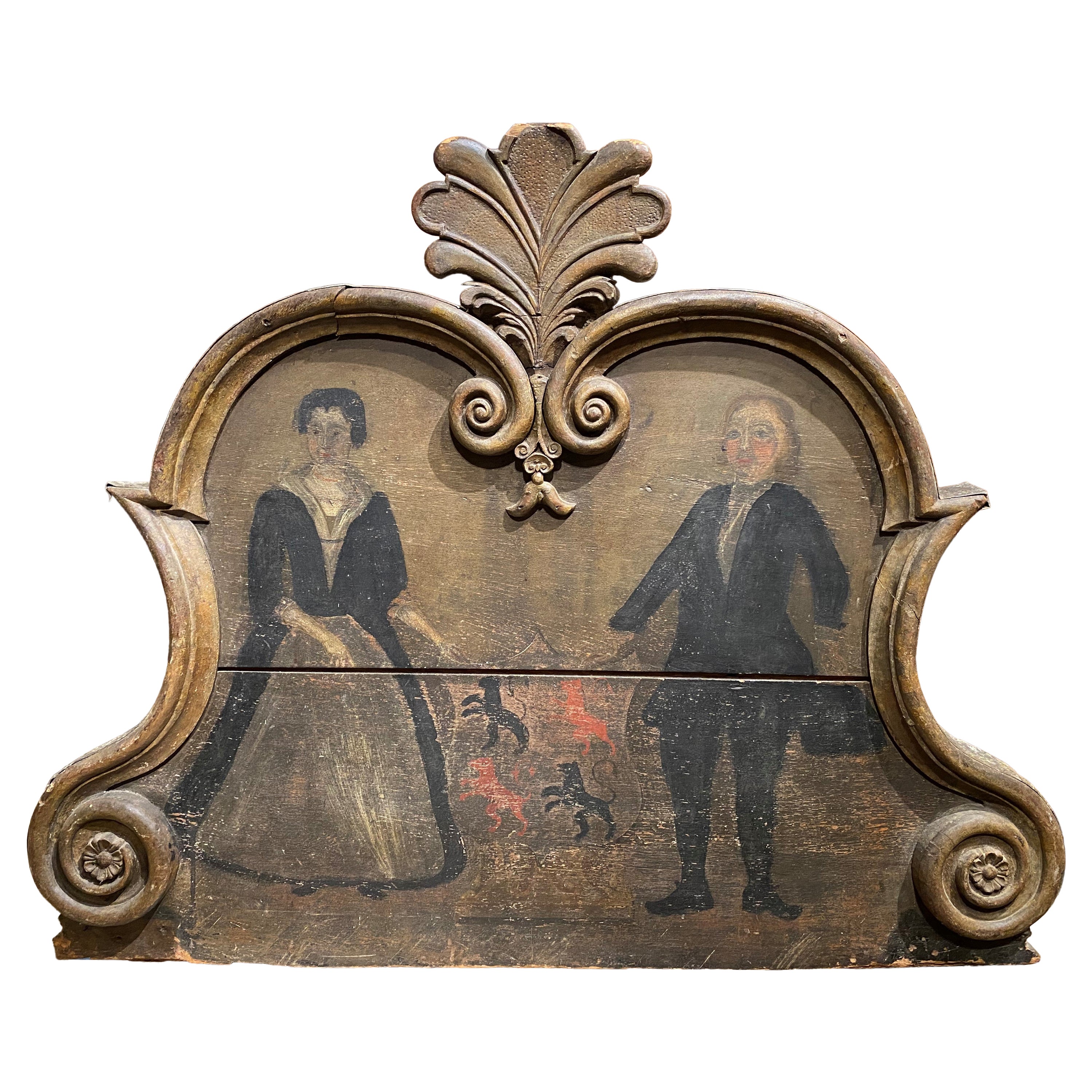 Small French Louis XVI Marriage Mirror with a Mirror Crest