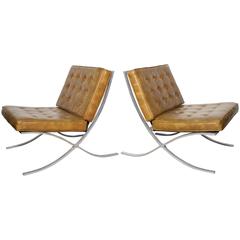 Pair of Mies Van Der Rohe Style Aluminum "Barcelona" Chairs