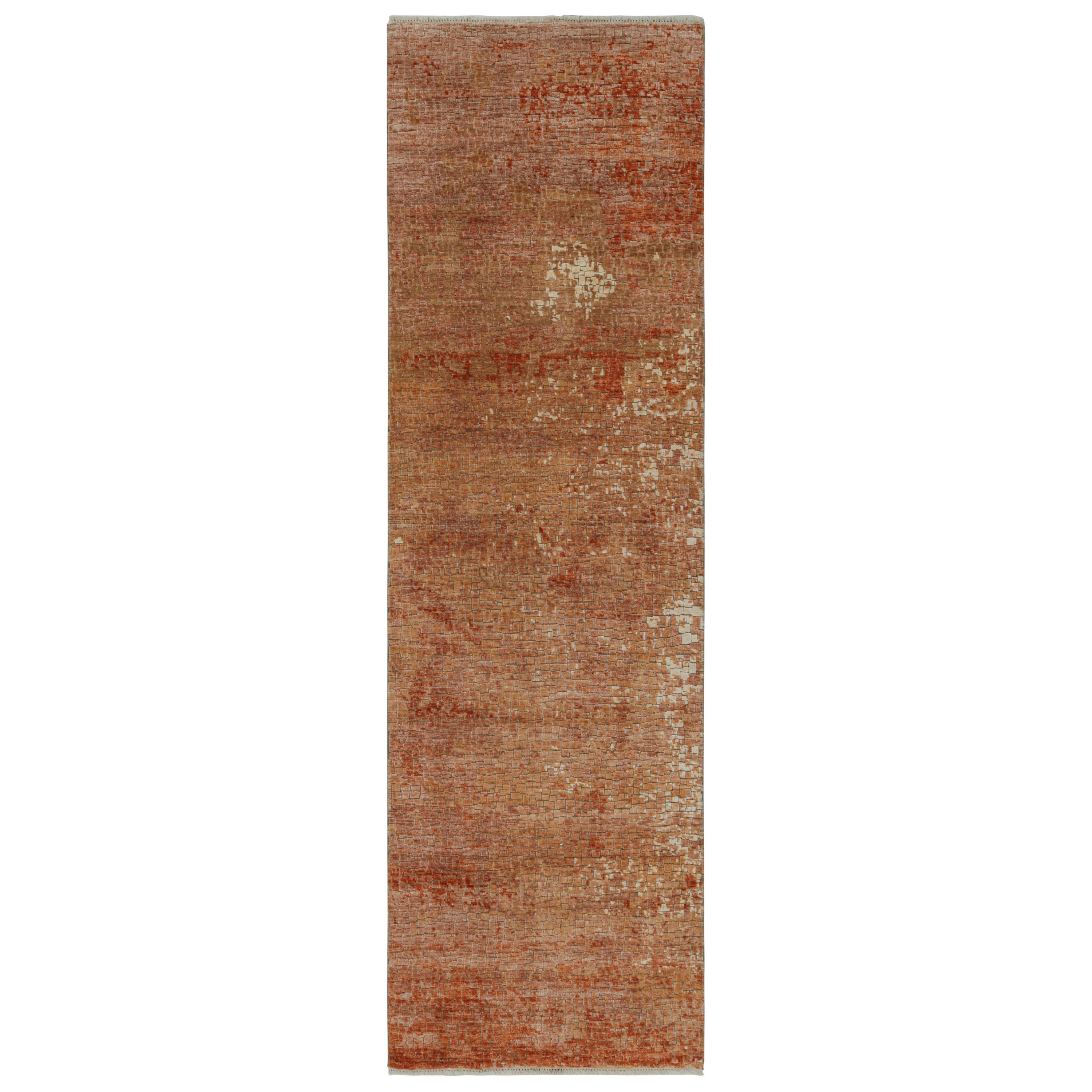 Rug & Kilim’s Abstract Runner in Red with Rust and Earth Tones  For Sale