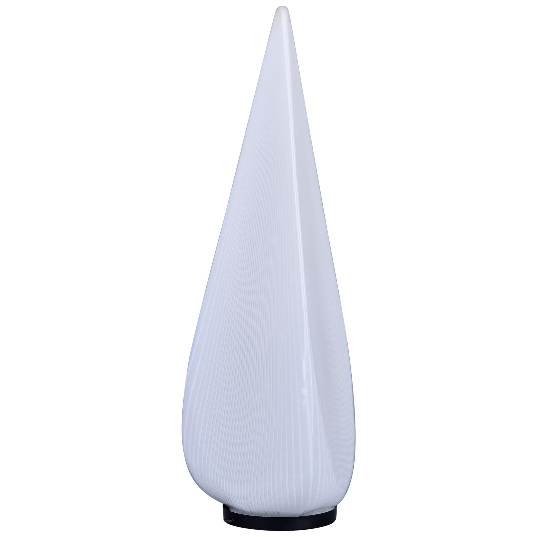 Italian Mid Century Tall White Glass Table Lamp For Sale