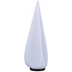 Italian Mid Century Tall White Glass Table Lamp