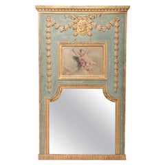 Miroir Trumeau du XVIIIe siècle peint et doré
