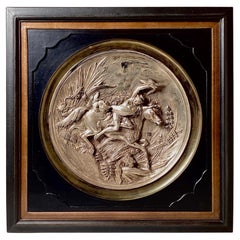 An Antique English Silvered Bronze Equestrian Framed Frieze 
