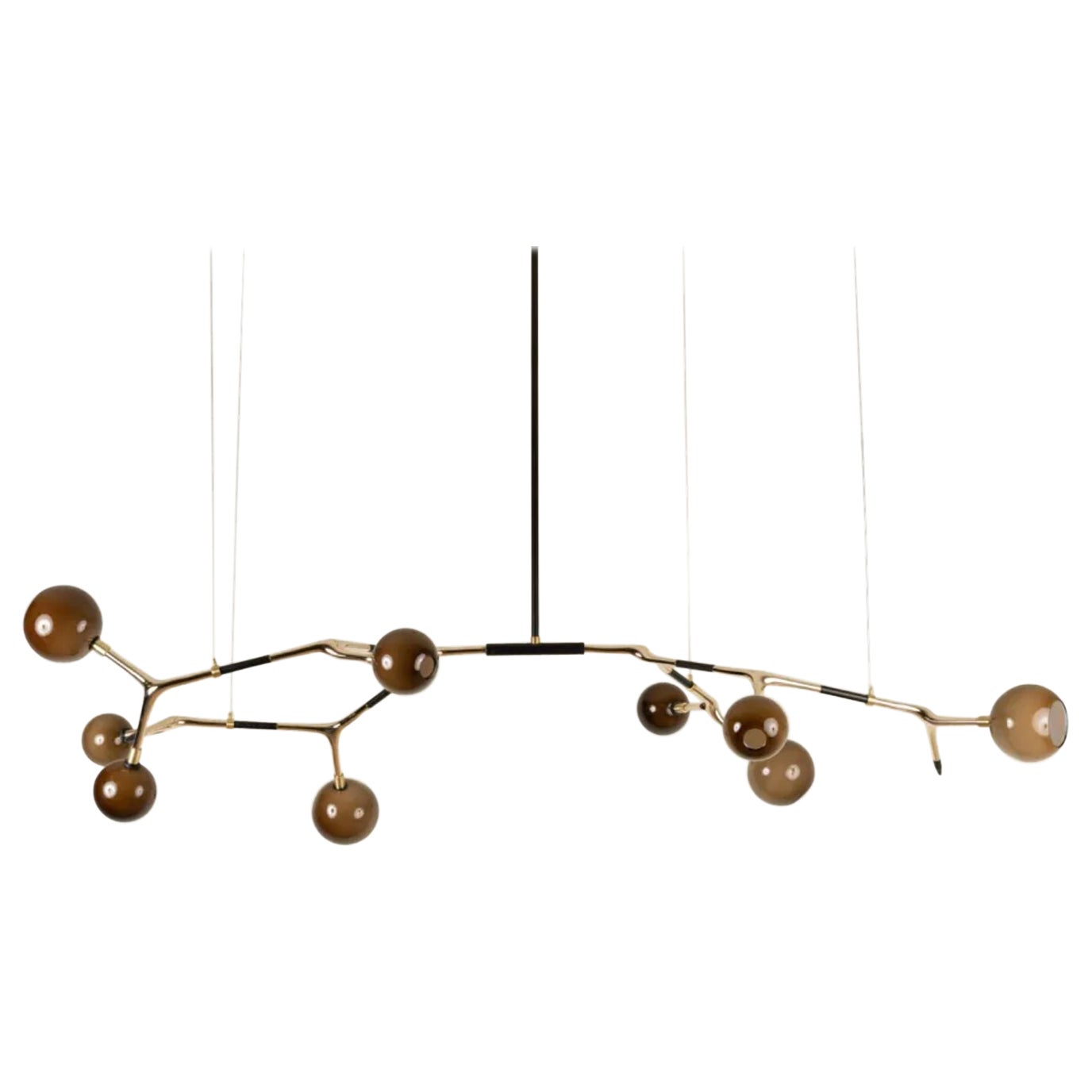 Coffee and Polished Bronze Mantis 9 Pendant Lamp by Isabel Moncada