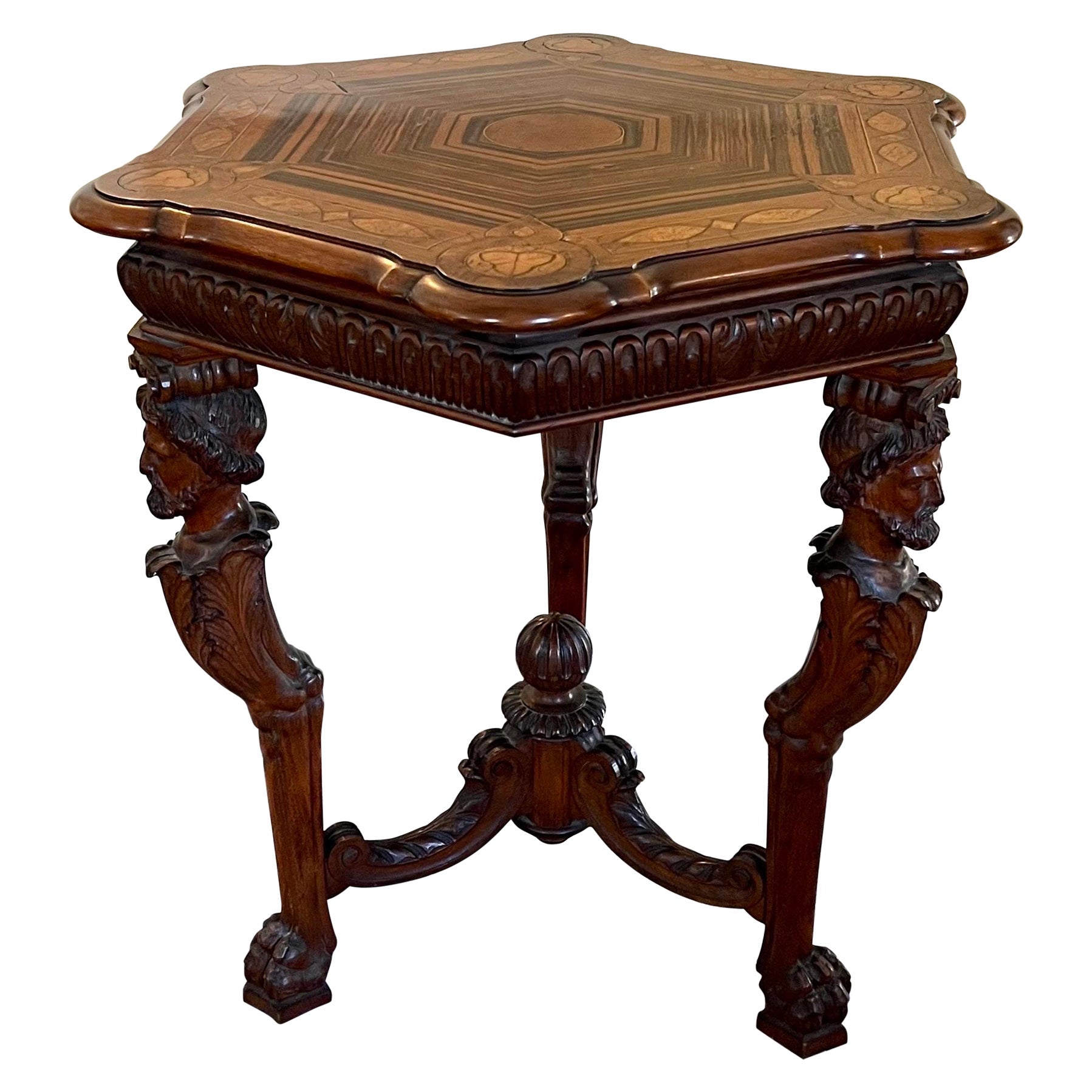 Parquet Center Hall Table Neoclassical Elements For Sale