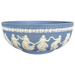 10” Wedgwood Light Blue Dancing Hours Neoclassical Jasperware Bowl 