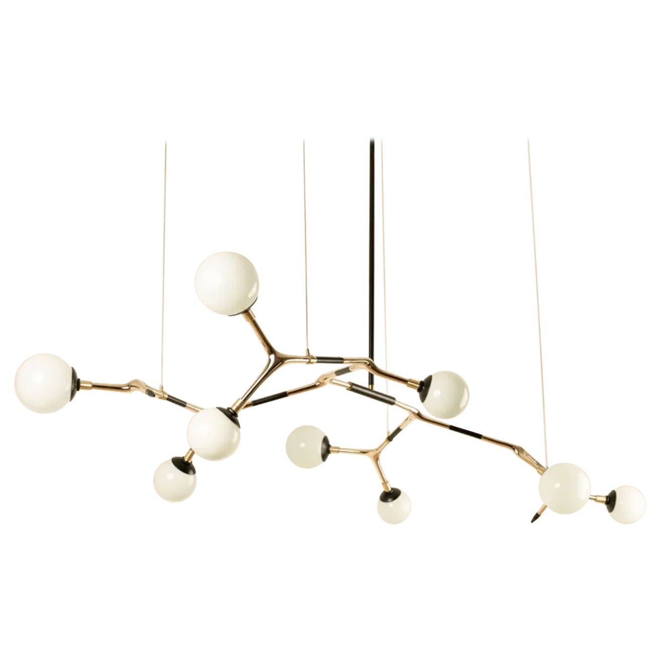 White and Polished Bronze Mantis 9 Pendant Lamp by Isabel Moncada For Sale
