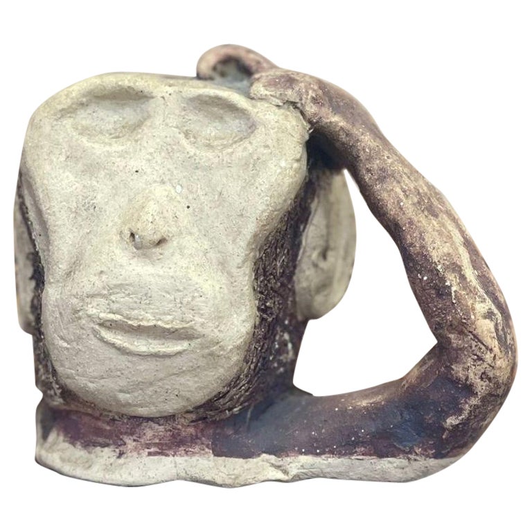Hand made Vintage Ceramic Signed Monkey Sculpture 