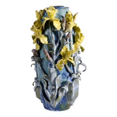 Matthew Solomon, Blue & Yellow Glazed Ceramic Urn, United States