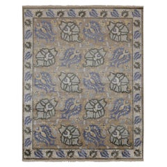 Rug & Kilim's Classic Style Teppich in Brown mit beigefarbenen und blauen Blumenmustern