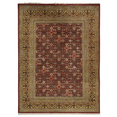 Rug & Kilim’s Khotan Style Rug with Maroon and Gold with Floral Patterns