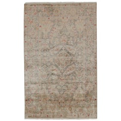 Rug & Kilim’s Classic Style Rug with Gray, Pink and Green Floral Pattern