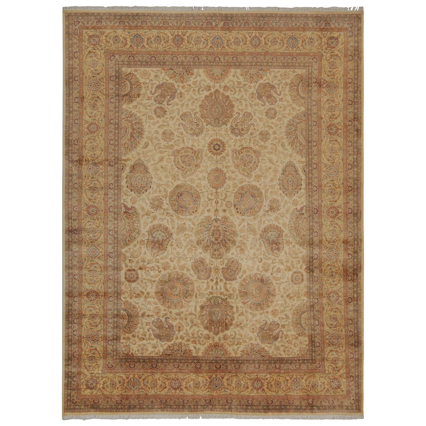 Rug & Kilim’s Persian Style Rug with Gold and Beige-Brown Floral Pattern For Sale