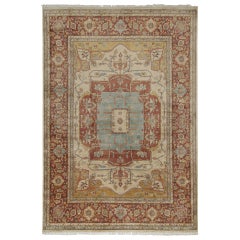 Rug & Kilim’s Classic Style Rug with Red and Gold with Blue Medallion Pattern
