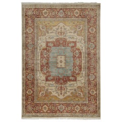 Alfombra de estilo clásico Rug & Kilim de color rojo y dorado con dibujo de medallón azul