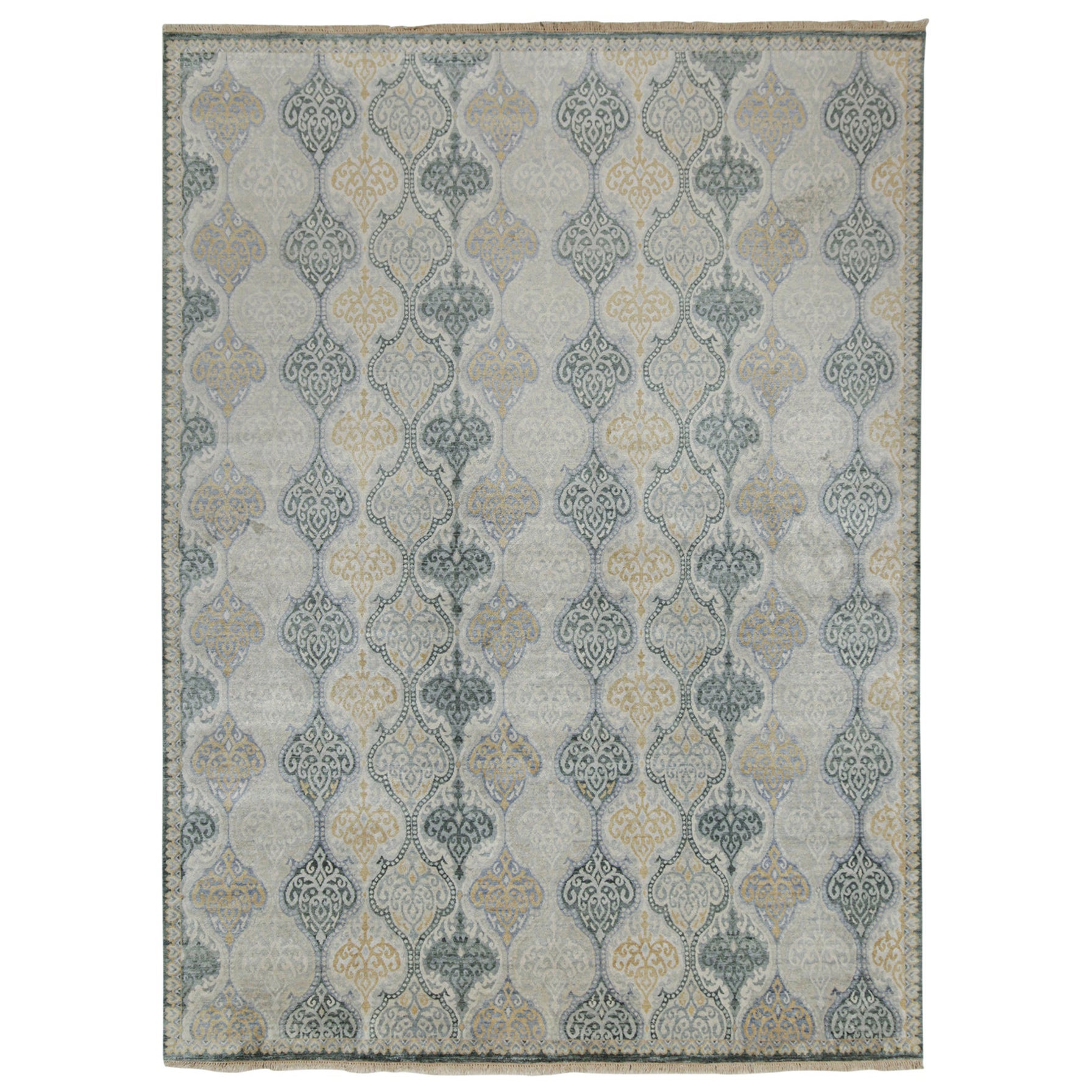 Rug & Kilim’s Classic Style Rug with Gray, Beige and Gold Pattern