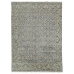 Rug & Kilim’s Classic Style Rug with Gray and Blue Floral Pattern