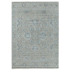Rug & Kilim’s Modern Classics Rug in Gray With Blue Floral Patterns
