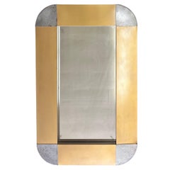 Retro MCM Brass and Steel Rectangle Mirror by Curtis Jere for Artisian House