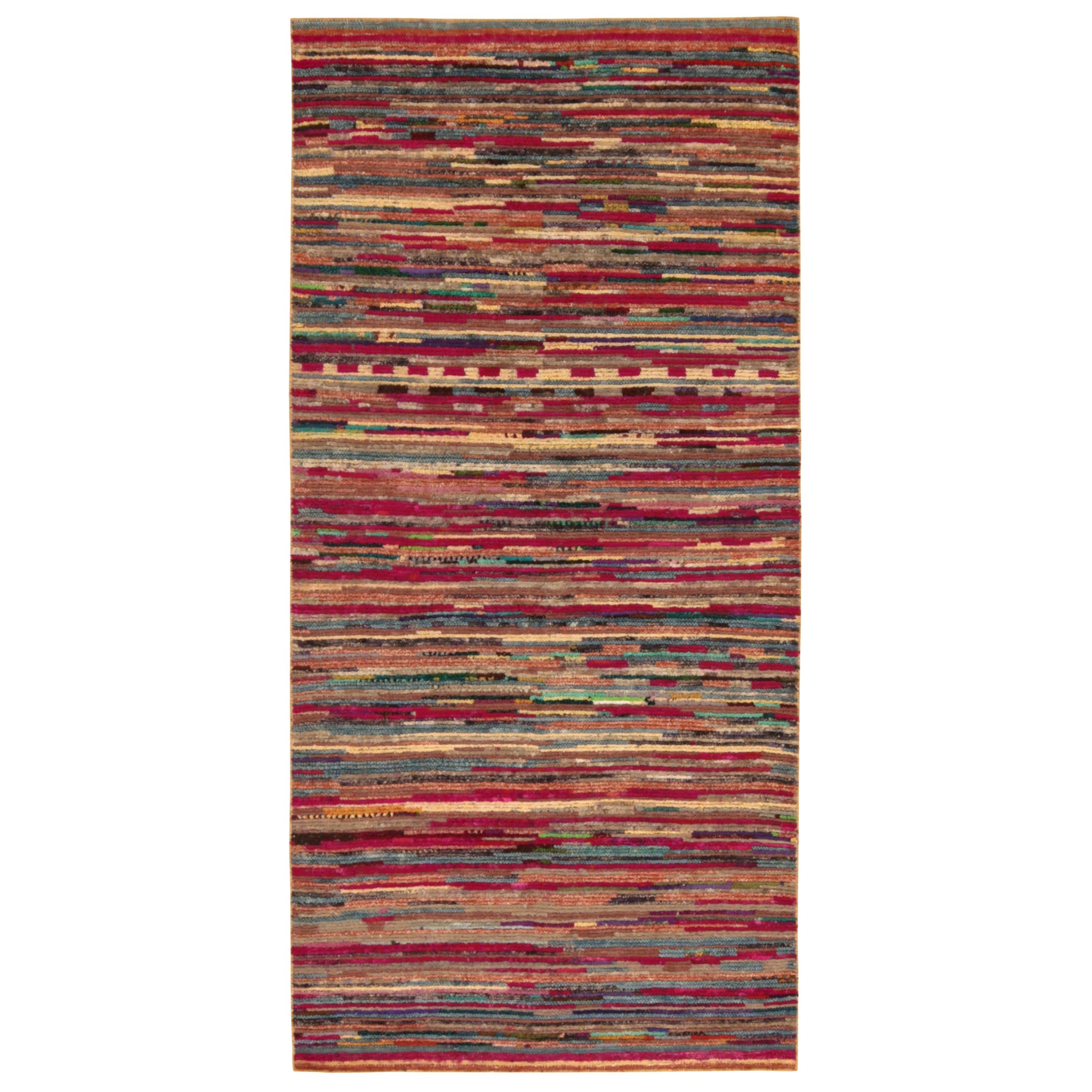 Rug & Kilim’s Moroccan Style Rug in Pink with Vibrant Polychromatic Stripes