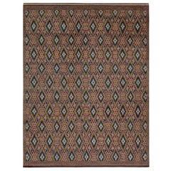 Rug & Kilim’s Moroccan style rug in Brown, Red and Blue Diamond Patterns