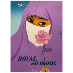 Royale Air Maroc Original Vintage Travel Poster, by Alain Gauthier, 1959 