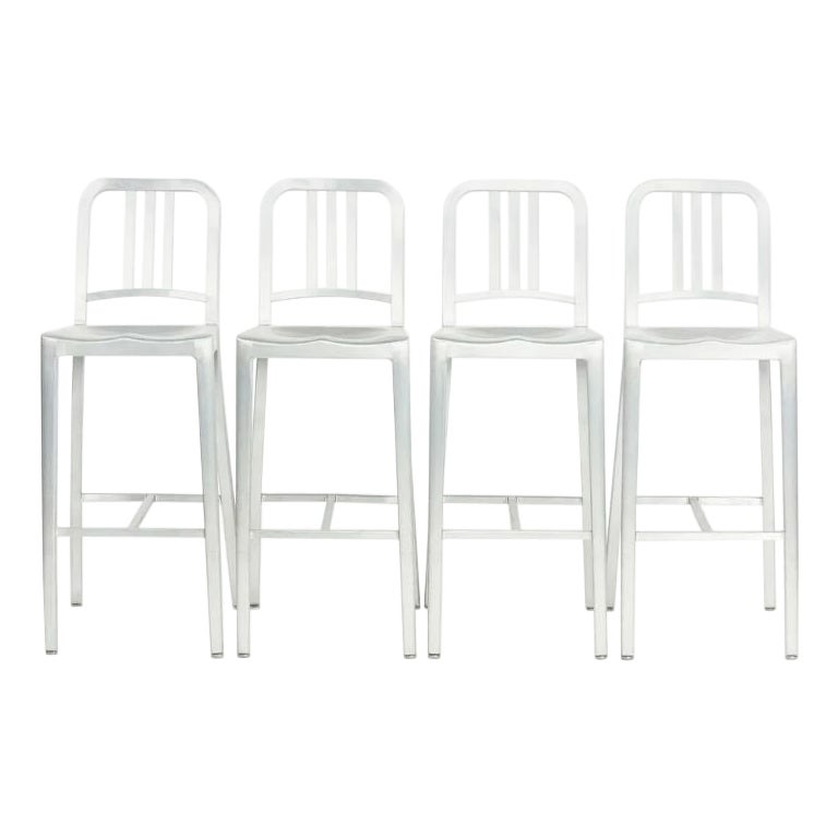 2010s Emeco Navy Bar Height Stool in Brushed Aluminum, Model 1006 10+ Available For Sale