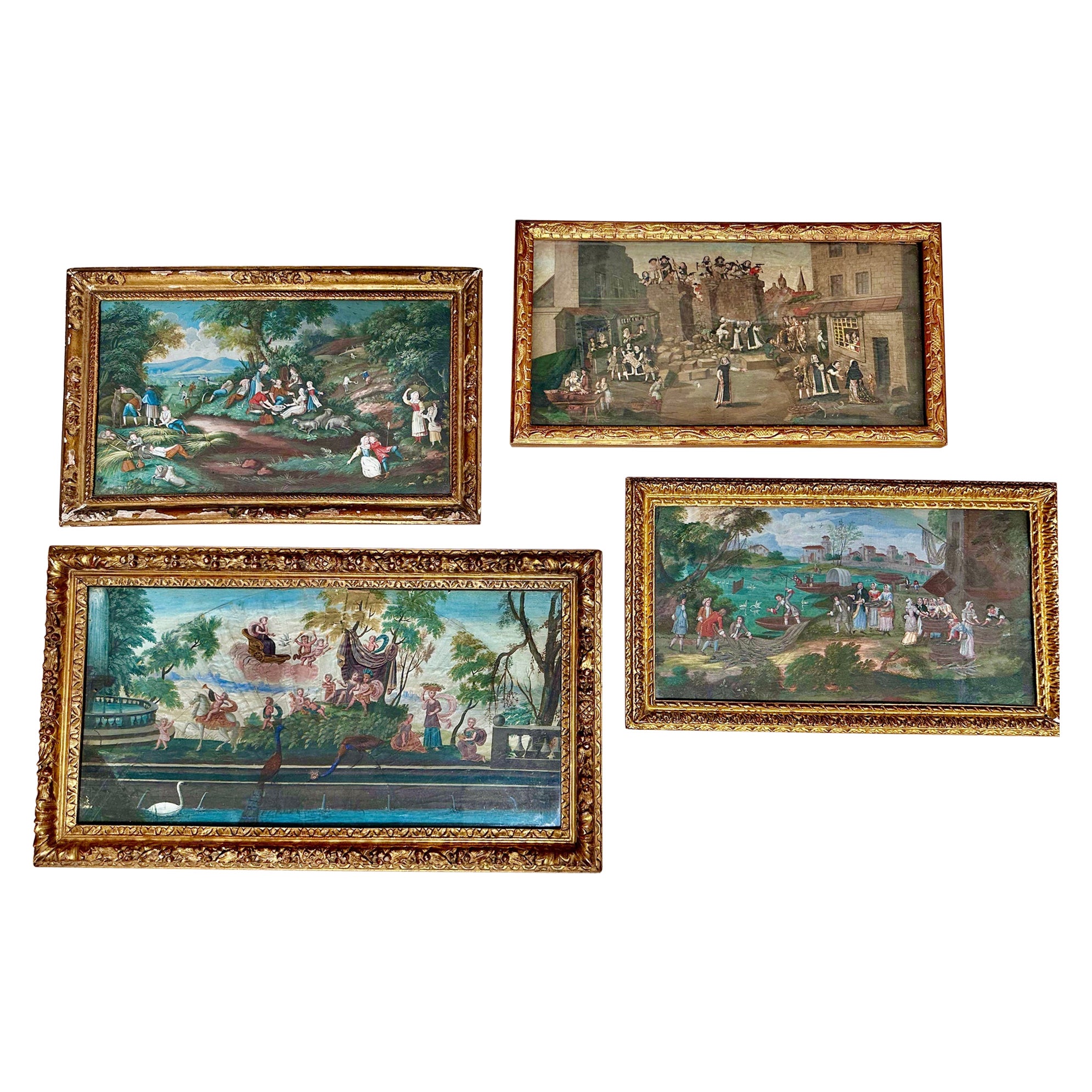 Exceptional set of framed fan designs, circa 1680 For Sale