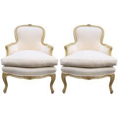 Pair of French Louis XV Style Bergere Chairs 6