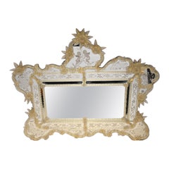 Antique Venetian Mirror Mantle Glass Murano 1920