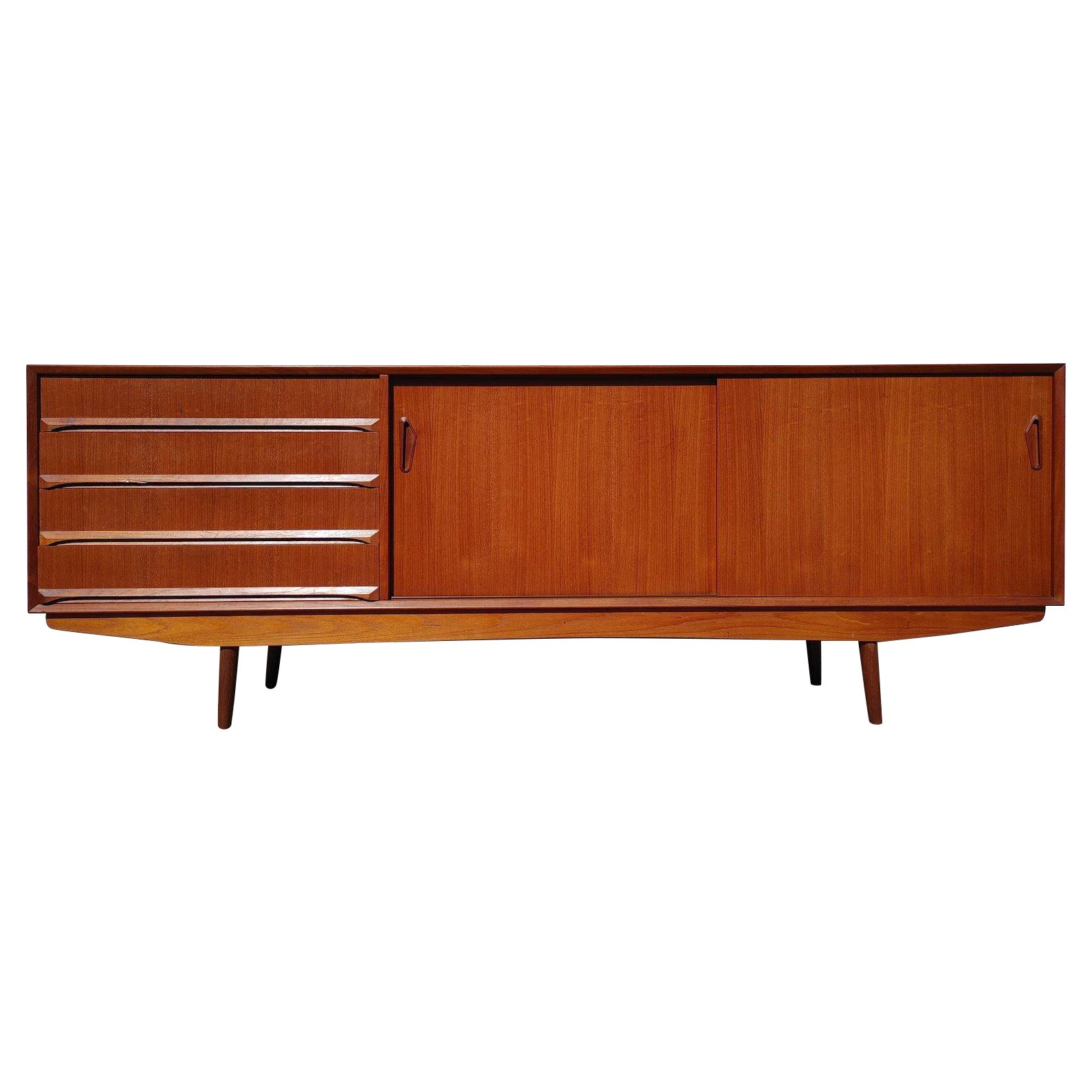 Mid Century Modern Danish Inspired Teak Credenza For Sale