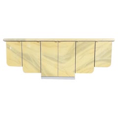 Postmodern Floating Scalloped Frame Faux Stone Epoxy Credenza
