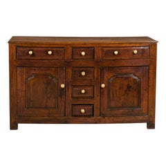 English George III Period 1800s Oak Buffet with Six Drawers and Two Doors