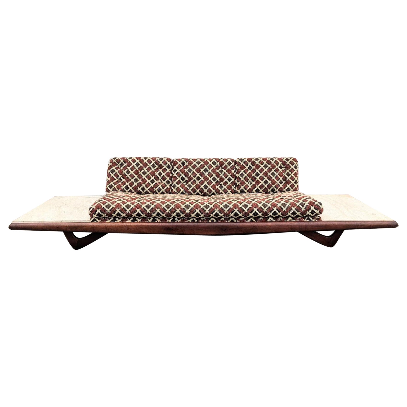 Mid Century Modern Adrian Pearsall Tavertine Side Table Boomerang Leg Sofa For Sale