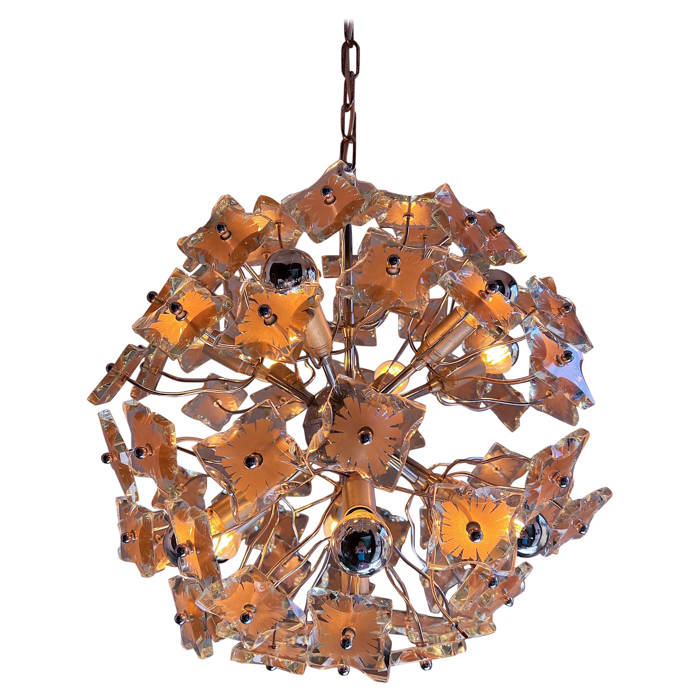 Sputnik Cut-Glass Chandelier by Fontana Arte, 1960s