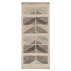Rug & Kilim’s Scandinavian Style Kilim Runner In Beige & Brown Geometric Pattern