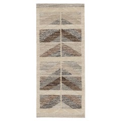 Rug & Kilim's Scandinavian Style Kilim Runner In Beige & Brown Geometric Pattern (en anglais)