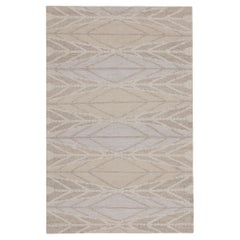 Rug & Kilim's Scandinavian Style Kilim in Beige, White & Blue Geometric Pattern (Kilim de style scandinave à motif géométrique beige, blanc et bleu)