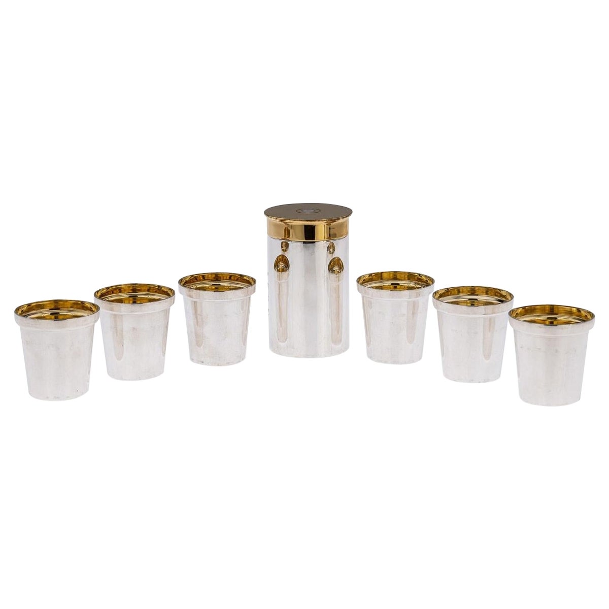 Shotgun Cartridge Silver Gilt Set Of 6 Cased Cups, Deakin & Francis For Sale