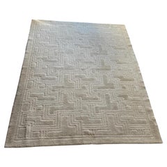 Large unbleached wool rug Manufacture de Cogolin 1970