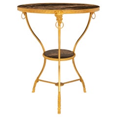 French 19th Century Directoire St. Ormolu And Portoro Marble Guéridon Side Table