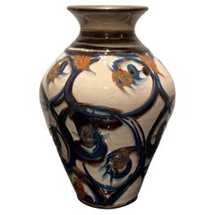 1920s Danish 23 cm Ceramic Vase with Bronze Colored Mouth by Herman Kähler