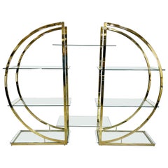 Milo Baughman Style Brass Circle Etagere By DIA 