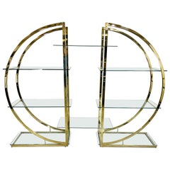 Vintage Milo Baughman Style Brass Circle Etagere By DIA 