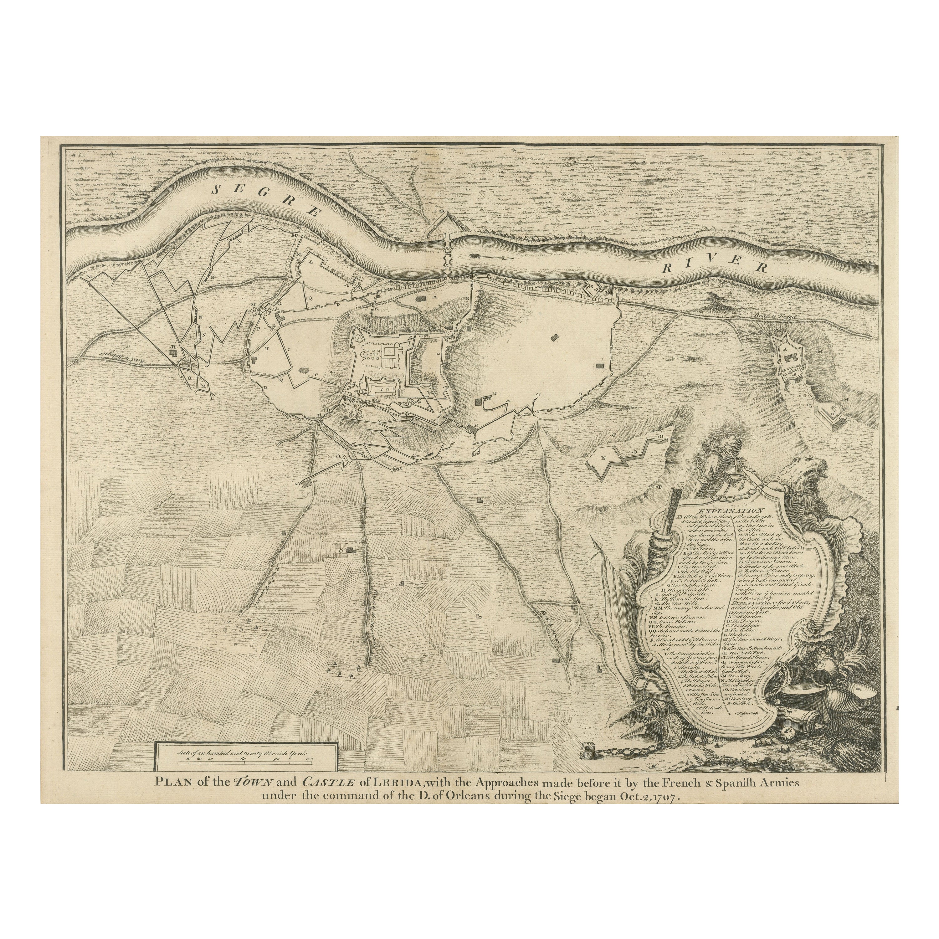 Plan ancien des fortifications de Lleida, Espagne
