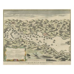Antique Print of the Battle of Vigo Bay