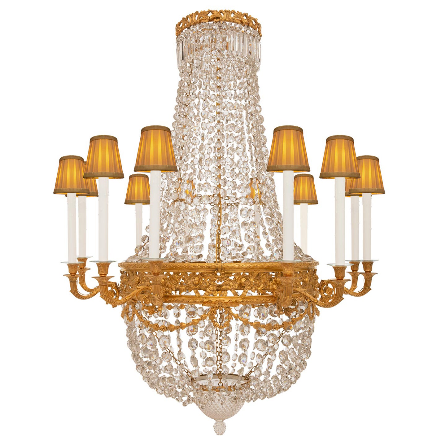 French 19th Century Louis XVI St. Ormolu And Crystal Chandelier For Sale