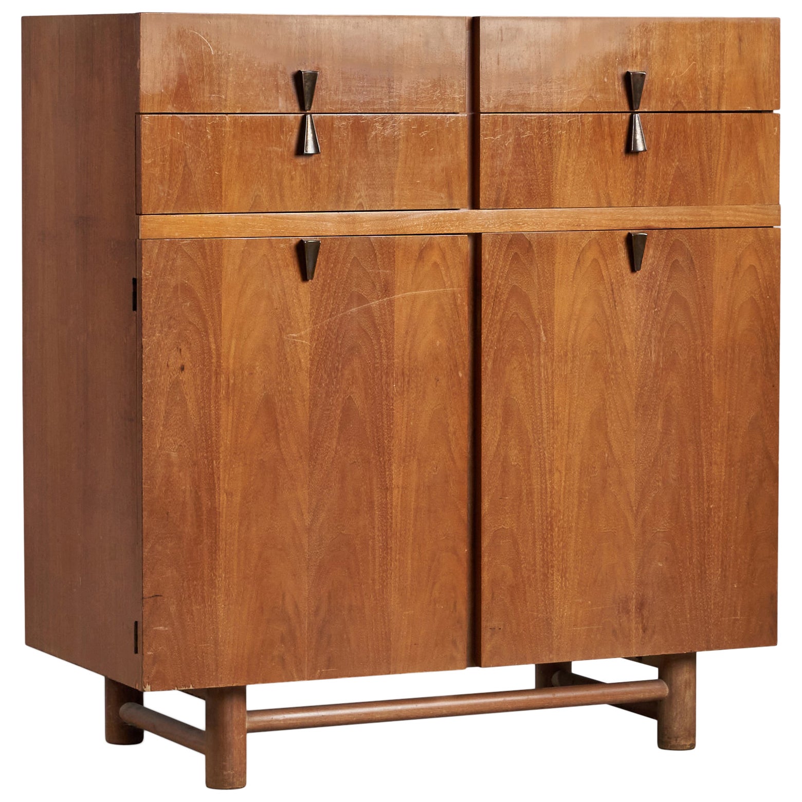 American of Martinsville, Cabinet, Walnut, Brass, USA, 1950s For Sale