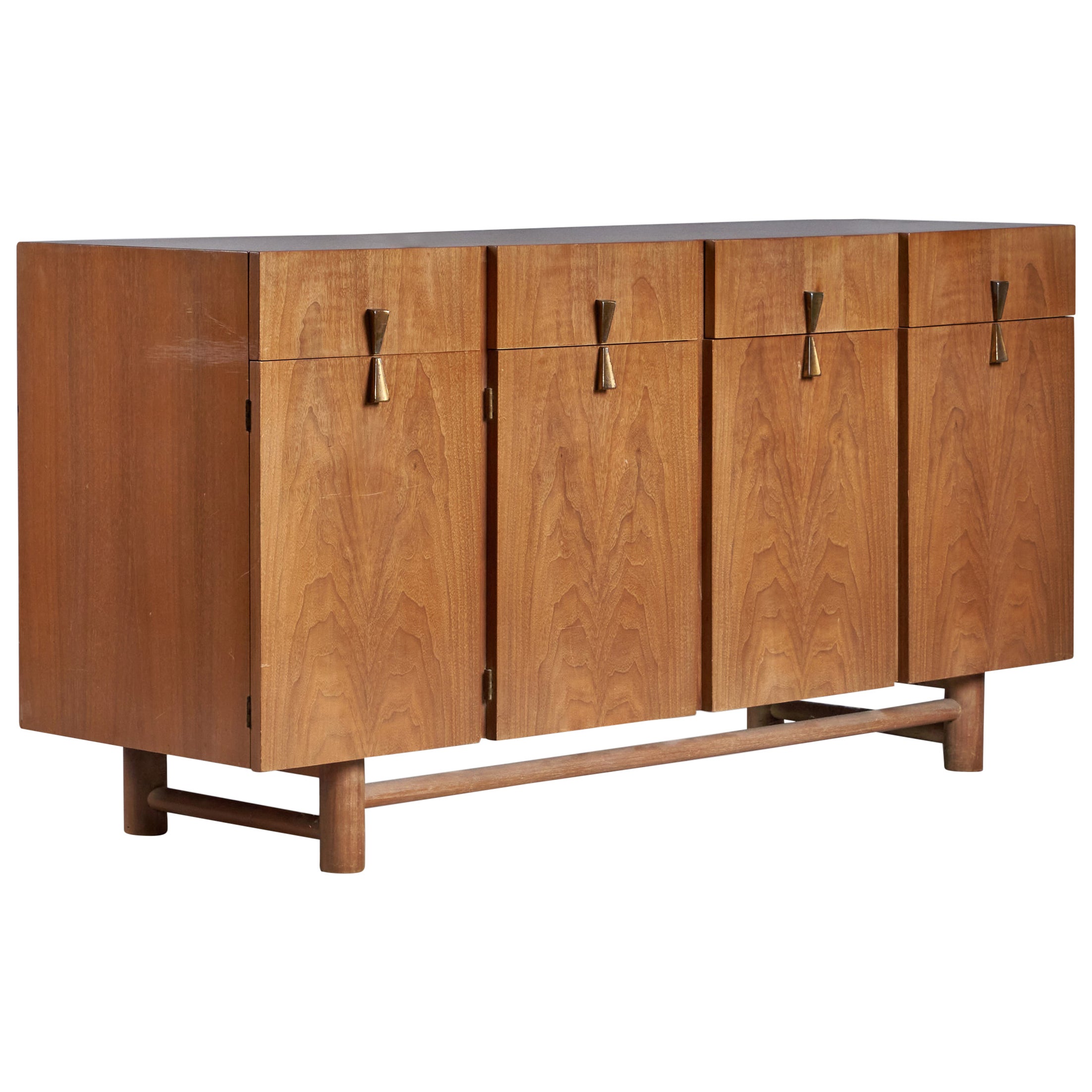 American of Martinsville, Cabinet, Walnut, Brass, USA, 1950s For Sale