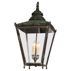 Used English Copper Hanging Hall Lantern